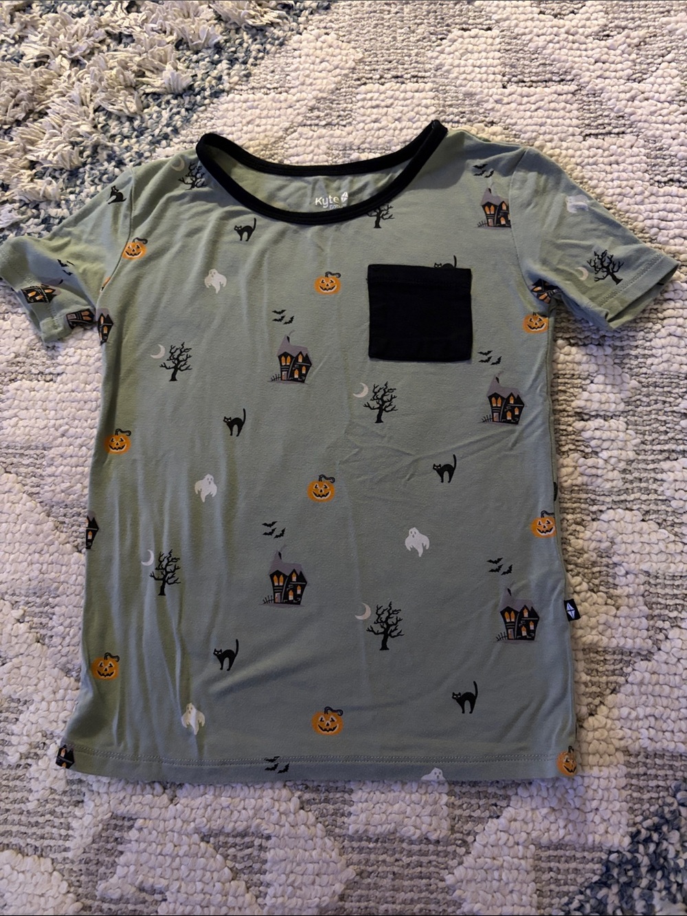 KYTE Kids Halloween Green Bamboo Pajama Set - Size 6T Unisex - Picture 3 of 8